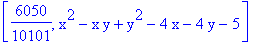 [6050/10101, x^2-x*y+y^2-4*x-4*y-5]